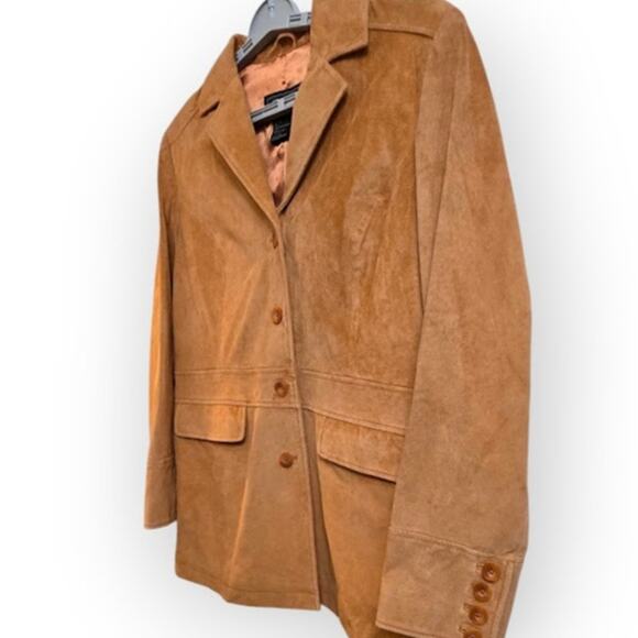 Terry Lewis Genuine Leather Blazer Jacket Women’s Medium Tan Brown - Picture 5 of 8